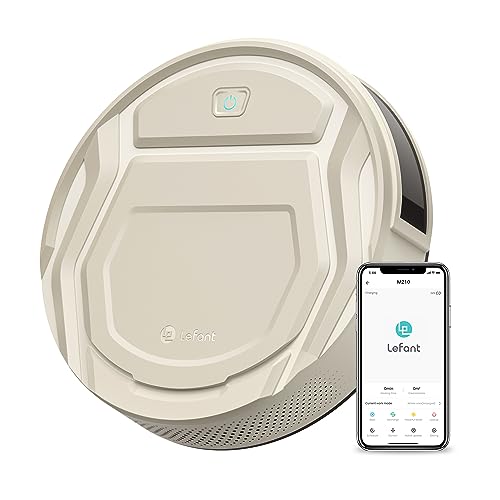 Lefant Aspirateur Robot Mince 2200Pa, Silencieux 55dB, Connecté avec WiFi/Bluetooth/Alexa/App, 120min d'Autonomie, Auto-Charge, Idéal pour Poils d'animaux Sols Durs, M210P Champagne