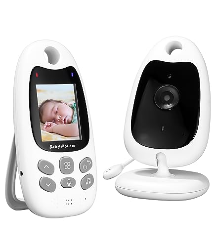 Zawaer Babyphone Caméra, Moniteur Vidéo pour Bébé Babyphone, Babyphone sans Fil, Babyphone Vidéo, Vision Nocturne, VOX, Communication Bidirectionnelle, Capteur de Température, Rechargeable.