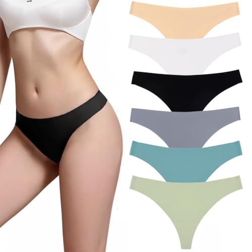 flintronic Strings Femme sans Couture, Lot de 6 Strings pour Femme, sous-vêtements Taille Basse, Sexy Chic Culotte Stretch, Slip Invisible Multipack Thong