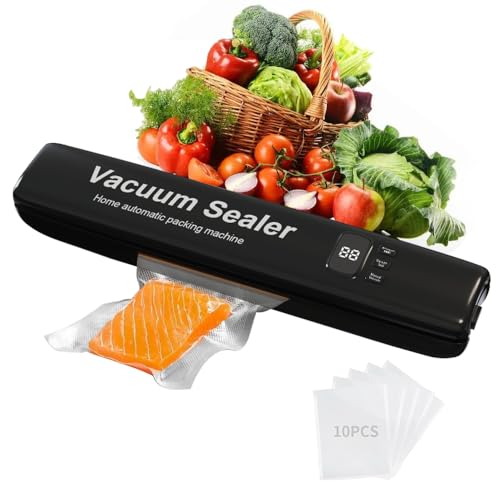 Frohsen Machine Sous Vide Alimentaire, Avec 10 Sacs de Scellage Sous Vide, Scelleuse SousVide Automatique Pour Aliments, Affichage Numérique et Fonction de Scellage Indépendante (Noir)