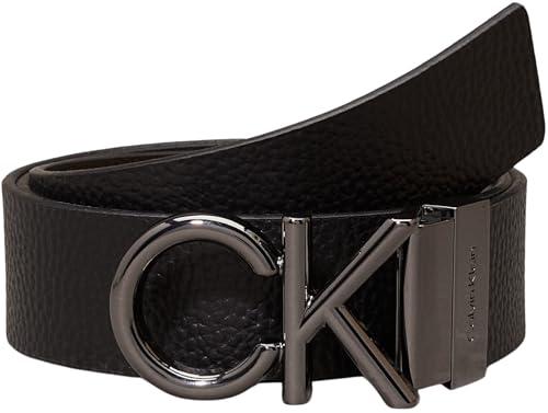 Calvin Klein Homme Ceinture Metal Bombe 3,5 cm Cuir, Marron (Black/Brown), 95 cm
