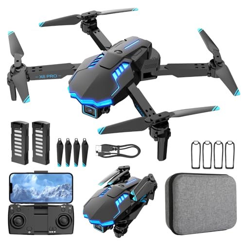 Drone avec Caméra 1080P pour Enfant et Adulte, Quadcopter RC Pliable Drone pour Débutant, Jouets pour Garçons et Filles Cadeaux (Black)