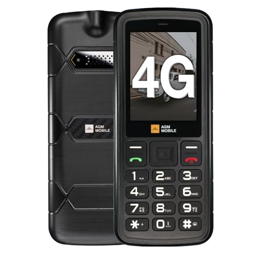 AGM M9 4G Téléphone Portable Senior Débloqué avec Grandes Touches | Robuste Étanche IP68 | Double SIM | Numérotation Rapide | Ergonomique | Téléphone Incassable Pas Cher Écran 2,4 Pouces Noir