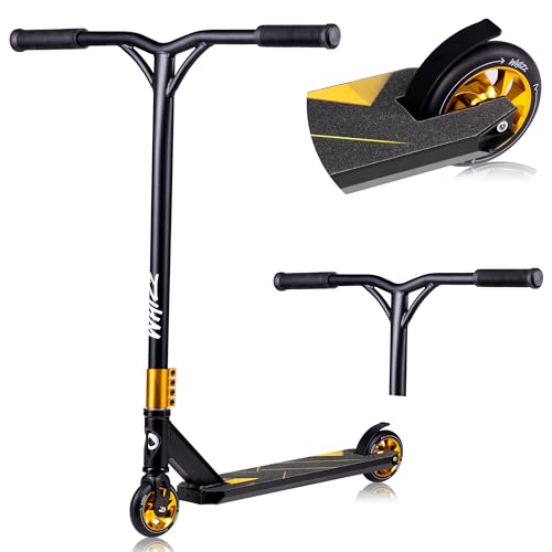 LIONELO Trottinette WHIZZ, roulements à Billes ABEC-9, Plateau en Aluminium, système de Compression HIC, Roues de 110 mm, Guidon Large en T, Frein Flex Fender MN Steel - Design Unique (Bleu)