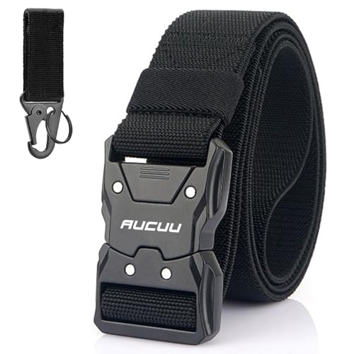 Aucuu Ceinture Hommes Tactique, Ceinture Tactique en Nylon Réglable avec Dégagement Rapide Boucle en Métal, Ceintures Homme Militaire pour Sport Extérieur Pratique, 125cm