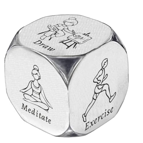 UNICRAFTALE Cadeaux de Soulagement de Soins Personnels Dés de Décision Acier Inoxydable avec Boîte Cadeau Cadeaux de Soulagement du Stress Articles de Soulagement Cadeaux de Méditation et de Yoga