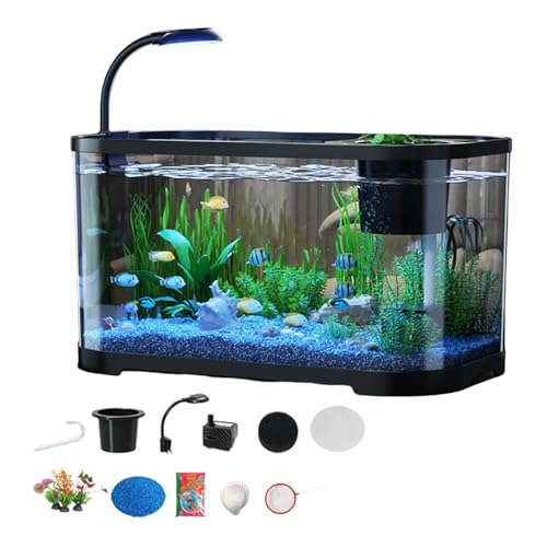 Kit Démarrage Aquarium Complet | Bac Poisson Combattant Débutant - Bocal Décoratif Silencieux Tortues et Animaux Aquatiques, Aquarium Bureau