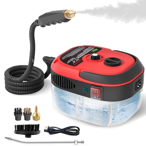 Nettoyeur Vapeur 2500W, Nettoyeur Vapeur à Main, 1000ML Réservoir d'eau de Grande Capacité, avec 3 Têtes de Brosse Réglables sur 6 Niveaux, 10S Chauffage Rapide Nettoyeur Vapeur Multifonctionnel