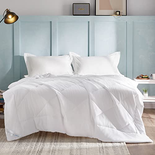 WAVVE Couette Été 150GSM en Microfibre, Édredon Lit 2 Personnes 220x240 cm, Edredon Toutes Les Saisons pour Lit 180x200, Grand Chaud Légère Garnissage 150g/m², 240x220 Blanc