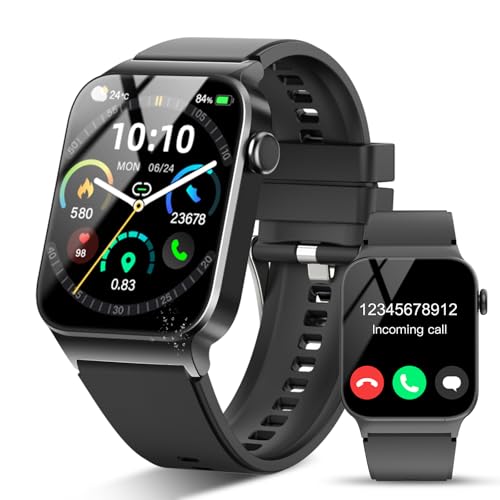 STECEi Montre Connectée Homme Femmes avec Appel Bluetooth, 1.85" Smartwatch avec 110+ Sportifs,Etanche IP68 Smart Watch, Podometre/Cardiofrequencemetre/Sommeil, Montre Sport pour iOS Android, Noir