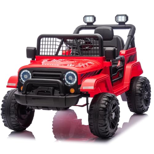 LALAHO Voiture Véhicule électrique Enfant 12V avec télécommande à 2,4 GHz,V. Max. 2,8 Km/h télécommande Effets sonores，Rouge