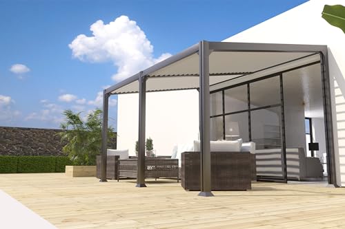 COULEURS DU MONDE - Pergola bioclimatique Brisbane Grise en Aluminium 3x4m