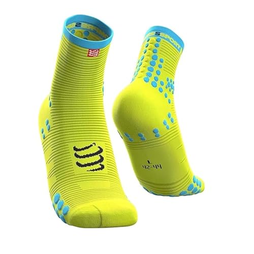 COMPRESSPORT Homme Pro Racing Socks V3.0 High Chaussette Running, Jaune Fluo, 42-44 EU