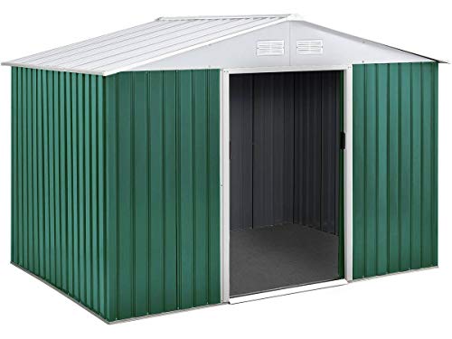 habitat et jardin - Abri de Jardin Métal Rosas 4.07 m² Vert et Blanc - Cabane de Jardin avec Porte Coulissante - Acier Galvanisé et Anti-Corrosion