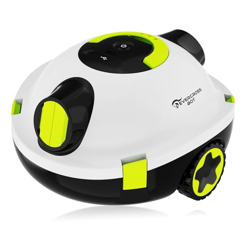 EVERCROSS BOT Y10 Robot Piscine, Robot Piscine sans Fil pour Le Nettoyage des Sols, Robot pour Piscines Hors Sol 100Min &120㎡, Stationnement Automatique, Robot Aspirateur Piscine Filtre 180μm (Blanc)