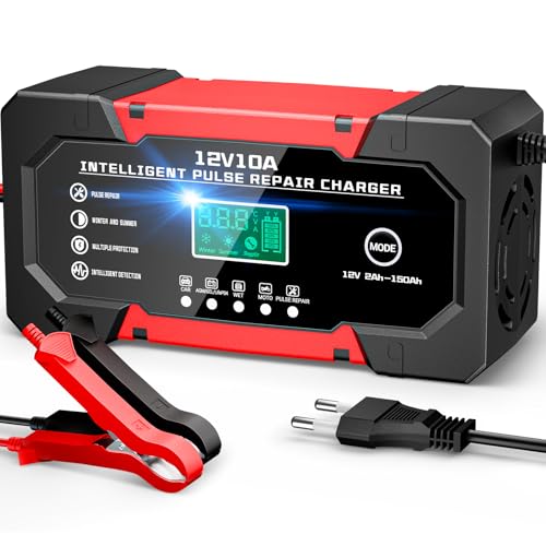 YDBAO Chargeur de Batterie Voiture 10A 12V LiFePO4 Chargeur Intelligent pour Auto Moto avec 5 Modes Réparation Écran LCD pour Auto Voiture Moto Camion AGM Gel Wet LiFePO4
