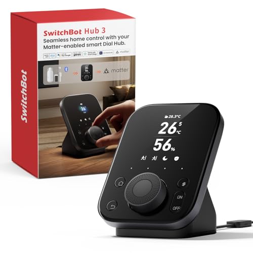 SwitchBot Hub 3, Hub Domotique Maison WiFi avec Support Matter, Télécommande IR/Bluetooth, Capteur Température Humidité, Compatible Alexa, Google Home, Apple HomeKit, Home Assistant, IFTTT