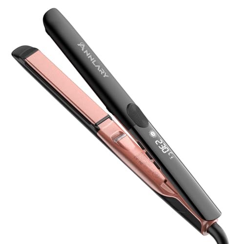 ANNLARY Lisseur Cheveux 2.5 cm, Lisseur & Boucleur 2 en 1 – Plaques Céramique Ionique Titane, Double Tension (110-240V) pour Cheveux Brillants et Anti-Frisottis Glätteisen Glätten