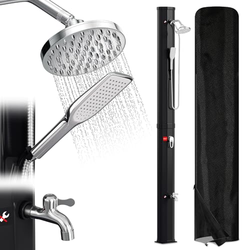 Herrselsam Douche Solaire de Jardin 40 l - avec Capot de Protection - Eau Chaude Max. 60 °C - sans raccordement électrique - Douche de Piscine