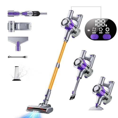 Aspirateur Balai sans Fil 450W/40KPA, 50 Minutes Autonomie Aspirateur sans Fil Puissant avec Écran Intelligent, aspirateur balai puissant pour Les Poils d'animaux/Tapis/Sols Durs,2025 Dernier Modèle