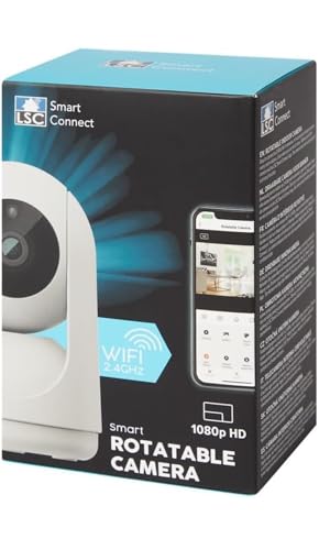 LSC Caméra de sécurité intelligente connectée, 1080p HD, WiFi, 360°, avec vision nocturne, audio bidirectionnel, détection de mouvement et fonction de surveillance d'animaux et de bébé