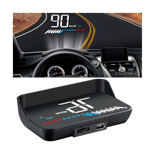CGEAMDY Affichage Tête Haute Universel Pour Voiture, Compteur De Vitesse Led Speed Projector, Affichage Tête Haute Hud Obd2 & Hud Gps Pour Voiture, Compteur De Vitesse À Double Système Obd2 Et Gps