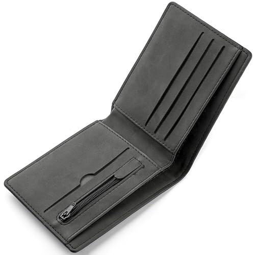 KEYRI Portefeuille Homme avec Porte-Cartes, Compartiments à Billets et Poche à Monnaie Porte Carte pour Travail, Affaires, Quotidien ou Les Voyages Wallet Leather pour Homme (Noir)