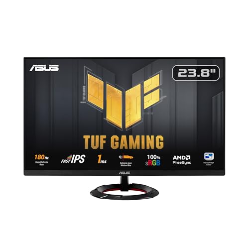 ASUS Moniteur de Gaming TUF Gaming VG249Q3R – 23,8 Pouces, Full HD (1920x1080), 180 Hz, Fast IPS, Extreme Low Motion Blur™, 1ms (GTG), FreeSync™, Variable Overdrive, 100% sRGB