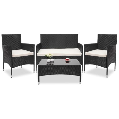 MaxxGarden Salon de Jardin - Mobilier de Jardin resine tressee – Salon Exterieur pour la terrasse – Ensemble Salon en rotin pour 4 Personnes - 2 Fauteuils, 1 Canapé et 1 Table Basse