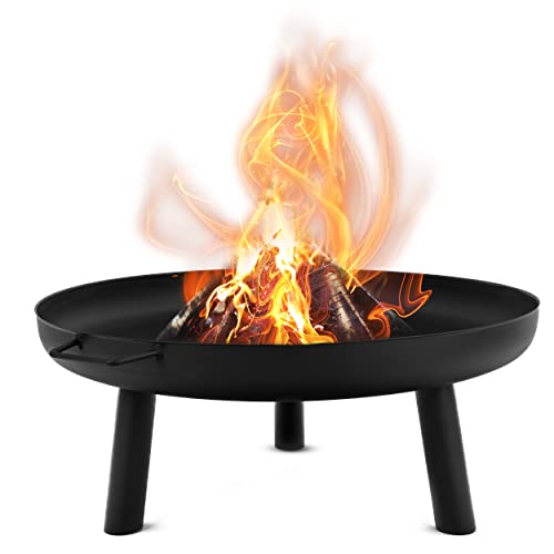 LEHMANN Brasero Exterieur Ø 80 cm - Grand Brasero de Jardin pour, Terrasse, Jardin, Balcon - Structure en Acier - Robuste et Durable - Noir - 80 x 80 x 34 cm, 8,8 kg