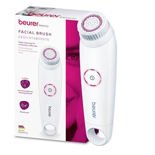 Beurer FC 45 Brosse nettoyante pour le visage, étanche (IPX 7), 2 vitesses, nettoyage en profondeur doux, rotation à 2 niveaux, embout de brosse, 2 piles incluses
