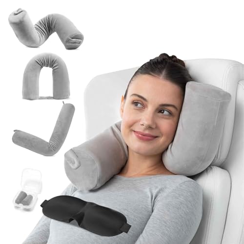 Coussin de voyage en mousse à mémoire de forme torsadée pour le soutien de la nuque, du menton, de la taille et des jambes - Convient pour les voyages à domicile, les avions, les bus, les trains,
