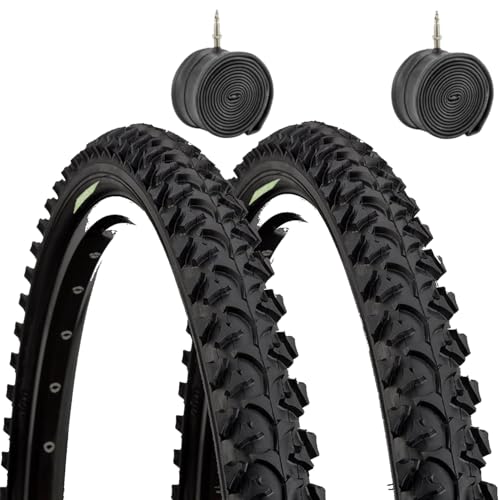 Paire de pneus de vélo de montagne 26 x 1,95 (50-559) - 2 pneus de vélo + 2 chambres d'air pneus VTT 26'' Accessoires Velo