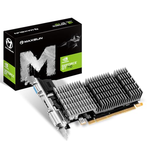 MAXSUN Carte Graphique GeForce GT 710 1 Go GPU (64 bit VGA, DVI-D, HDMI, Profil Bas prêt PCI Express Graphics Card)