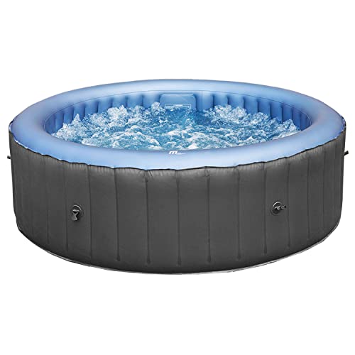Happy Garden Spa Gonflable Rond Bergen 6 à 8 Places Gris avec Couverture Isolante et Filtration à Cartouche. Spa Gonflable intérieur et extérieur chauffé.