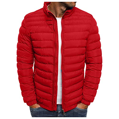 Blouson Homme Doudoune Homme, Doudoune Manches Longues Zippée Charge Veste Légère Et Chaude Couleur Unie Coupe-Vent Avec Poches Hiver Rouge Vert Noir 2024 S-3Xl