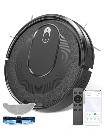 Vexilar Aspirateur Robot W7, Robot Aspirateur Laveur 3 en 1, Robot Aspirateur 4000Pa d'Aspiration,120min d'Autonomie, Connecté par Alexa/APP/IFTTT,Idéal pour Poils d'animaux Tapis Sols Dur