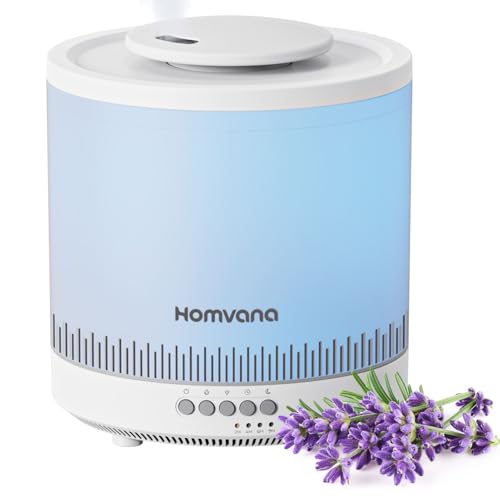 Homvana Humidificateur d'Air Chambre, 1,8L Cool Mist Top-Fill Humidificateurs d'air Bébé, Plante, BPA Free Avec Plusieur Modes d'humidité, 7 Color Light, Diffuseur Huiles Essentielles, Ultrasoinc