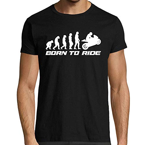 T-Shirt Noir Moto Homme Motard Born to Ride (as4, Alpha, XX_l, Regular, Regular)