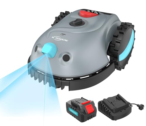 YARDCARE V100 Robot Tondeuse sans Fil avec Navigation Visuelle, Détection d'obstacles 150, Robot Tondeuse Gazon avec Batterie, Peigne à Herbe, Lames de Rechange