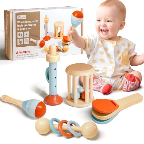Arbolisse Jouet Bebe 1 an, Jouet Bebe 3 6 9 Mois Instrument De Musique, Hochet Bebe 0-3 Mois, Montessori 1 an, Jeux Enfant Cadeau Bebe, Jouets pour EntraîNement Sensoriel(5 in 1)
