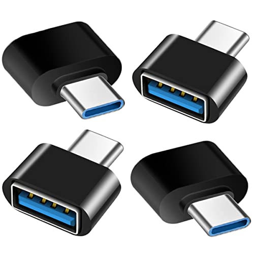 Adaptateur USB C vers USB (Lot de 4), Adaptateur USB-C Mâle vers USB-A 3.0 Femelle OTG Compatible avec MacBook Pro, Samsung Galaxy, Téléphones Type-C et Plus (Noir)