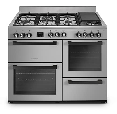 SCHNEIDER SCG71MFXP, Piano de cuisson 100cm, 7 feux Gaz dont 1 Wok,14 600 Watts, Four 1 Catalyse 60L, Four 2 Chaleur tournante 51L, Four 3 Grill 30L, Espace casserolerie 31L, Minuterie