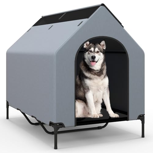 COSTWAY Niche pour Chien Exterieur Intérieur, 84 x 132 x 114 cm, Fenêtre Ventilée, Housse Amovible, Chenil pour Chien Exterieur, Tissu Oxford, Lit Chien de Grand, Capacité 50 kg