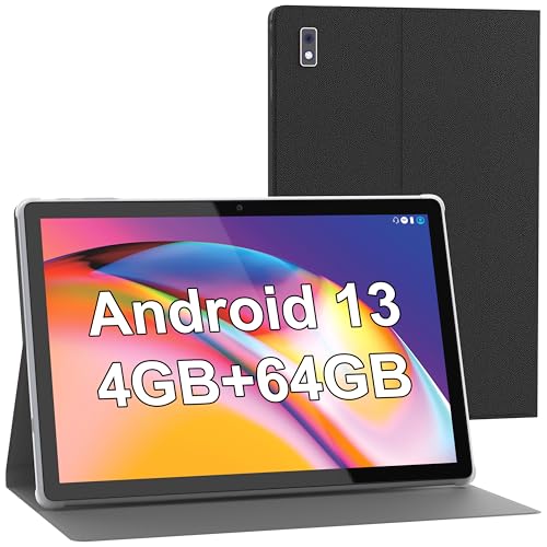 Tibuta Smartpad A10 Tablet 10,1 Pouces Android 13 Tablets avec boîtier, 4+64GB ROM processeur Quad-Core 5000mAh Batterie, 1280x800 IPS HD écran Tactile 5MP+8MP caméra, Bluetooth, WiFi, GPS Tablets