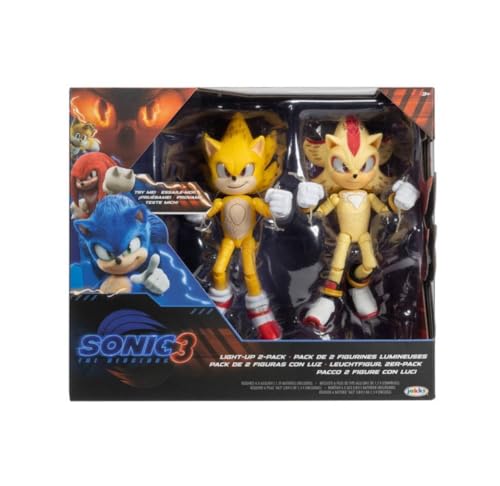 JAKKS Pacific Sonic The Hedgehog Ensemble de figurines lumineuses Super Sonic et Super Shadow