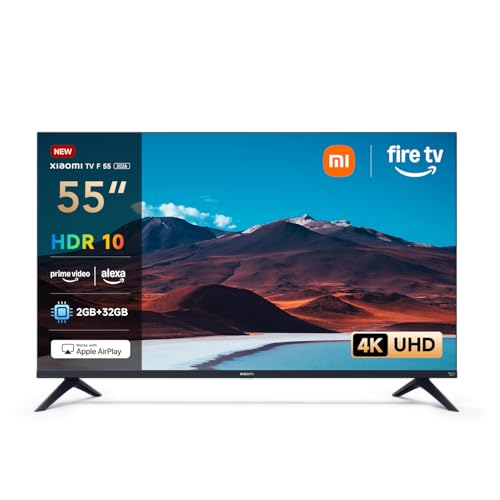 Xiaomi TV F 55, 140 cm (55 Pouces), 4K UHD, Smart TV, Fire OS8, Contrôle Vocal Alexa, HDR10, MEMC, Mode Game Boost 120Hz, 2Go+32Go, Compatible avec Apple AirPlay