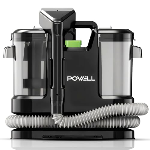 Powell Shampouineuse Tapis 450W – Nettoyeur Haute Pression 13000PA, Réservoir 1,8L, Pour Moquette, Canapé, Voiture – Câble 5m, Léger 3,5kg, Noir