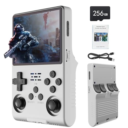 R40S Console de Jeu Portable, 30 000 Jeux rétro en 1 Console de Jeu avec système Linux Open Source, Carte TF 256 Go, écran IPS de 3.5" et Batterie 3 800 mAh (Blanc Classique)