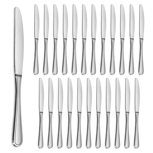 Gifcomda Couteaux de Table, Couteau a Beurre en Acier Inoxydable 24 Pièces (22.7cm,8.94 inch), Couteau à Petit-Déjeuner/Set de Couteaux Pour la Maison Restaurant Parti, Lavable au Lave-Vaisselle